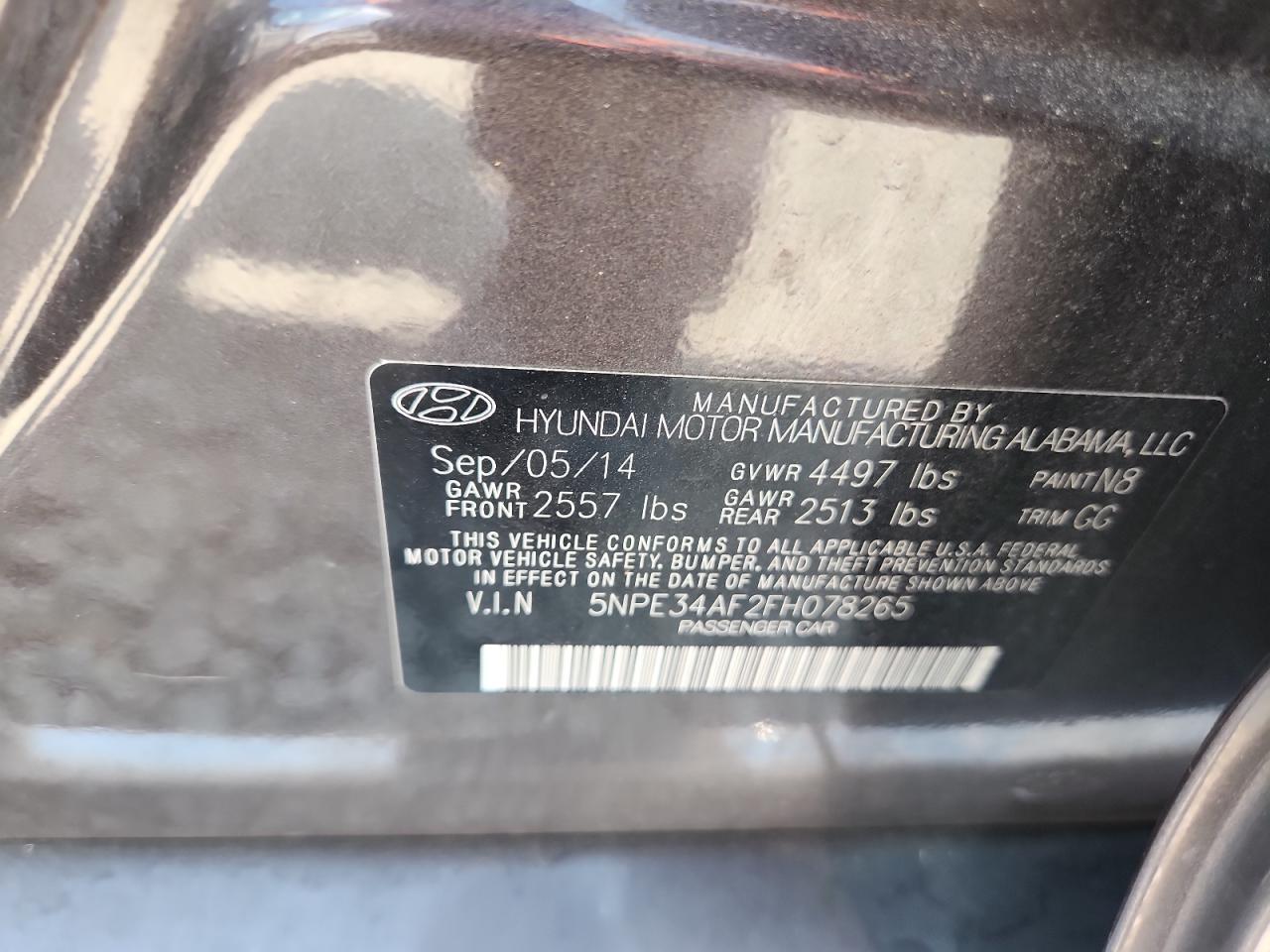 2015 Hyundai Sonata Sport VIN: 5NPE34AF2FH078265 Lot: 81305185