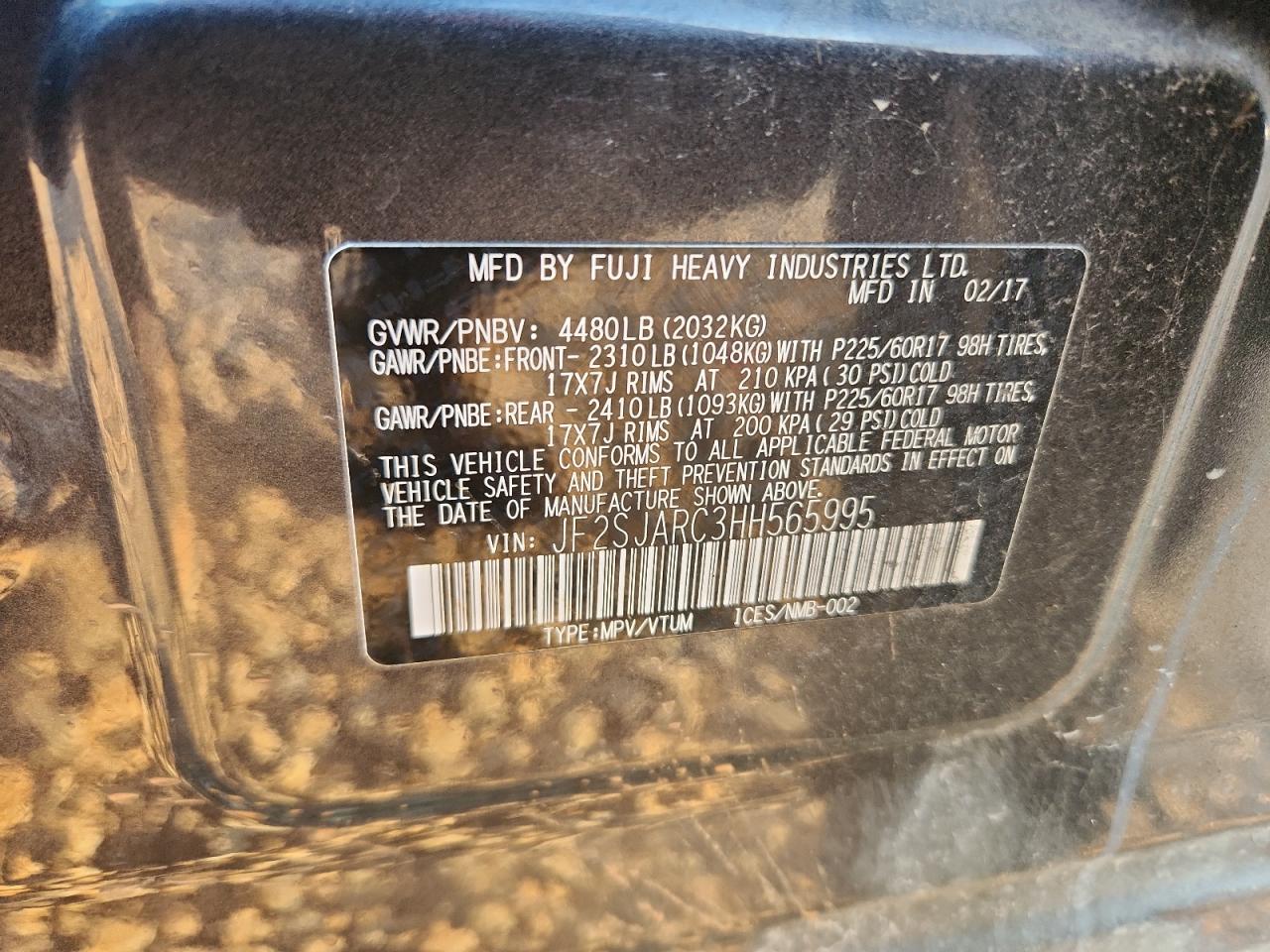 2017 Subaru Forester 2.5I Limited VIN: JF2SJARC3HH565995 Lot: 69637905