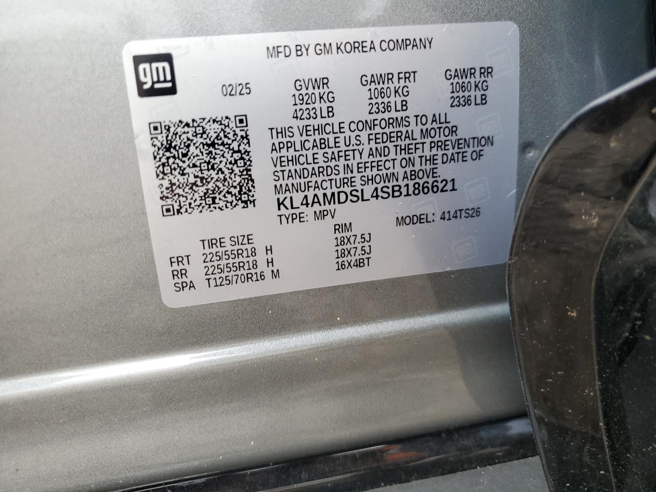 2025 Buick Encore Gx Sport Touring VIN: KL4AMDSL4SB186621 Lot: 60549575