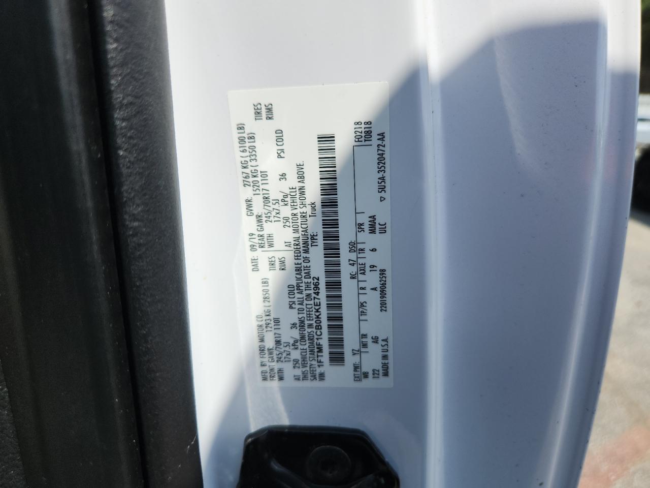 2019 Ford F150 VIN: 1FTMF1CB0KKE74962 Lot: 80184915