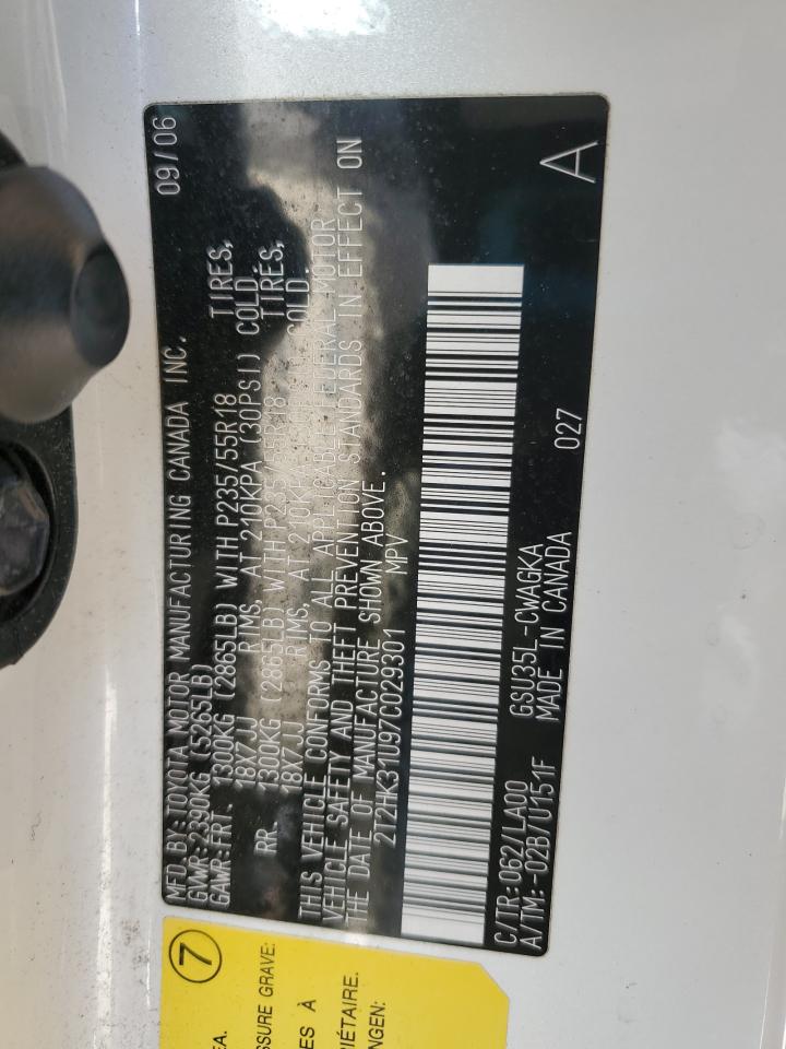 2007 Lexus Rx 350 VIN: 2T2HK31U97C029301 Lot: 81259405