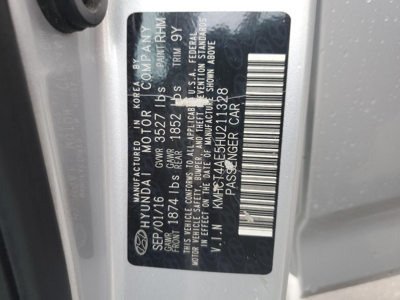 2017 Hyundai Accent Se VIN: KMHCT4AE5HU211328 Lot: 84202595