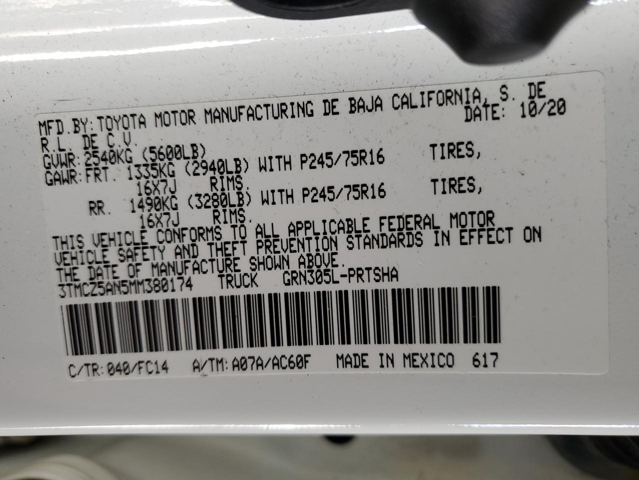 2021 Toyota Tacoma Double Cab VIN: 3TMCZ5AN5MM380174 Lot: 80546175
