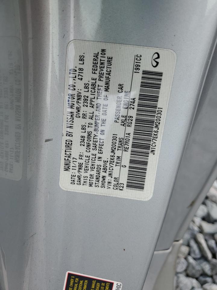 2018 Infiniti Q60 Pure VIN: JN1CV7EK6JM200301 Lot: 81231665