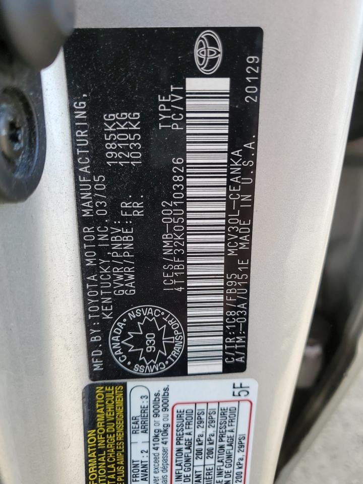 2005 Toyota Camry Le VIN: 4T1BF32K05U103826 Lot: 81050925