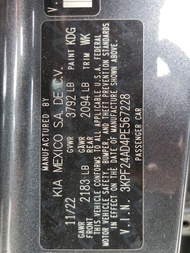 2023 Kia Forte Lx VIN: 3KPF24AD4PE567228 Lot: 80180965