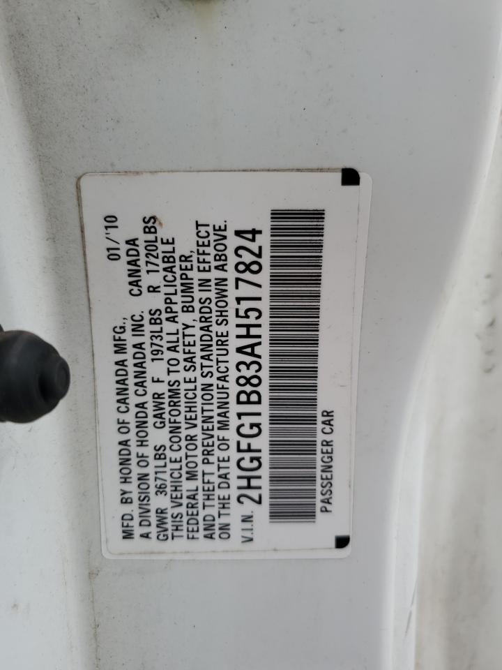 2010 Honda Civic Ex VIN: 2HGFG1B83AH517824 Lot: 83788955