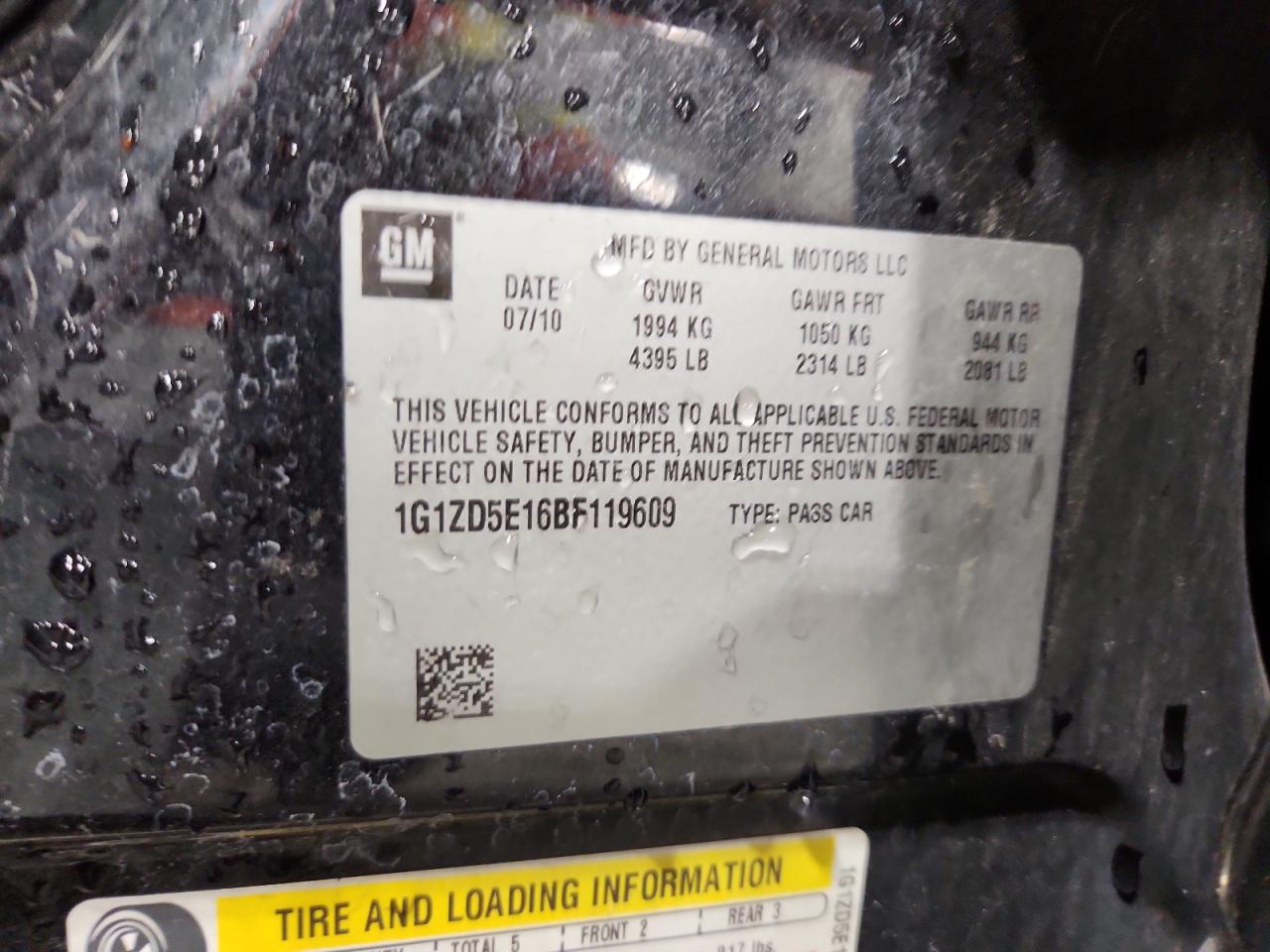 2011 Chevrolet Malibu 2Lt VIN: 1G1ZD5E16BF119609 Lot: 71674645