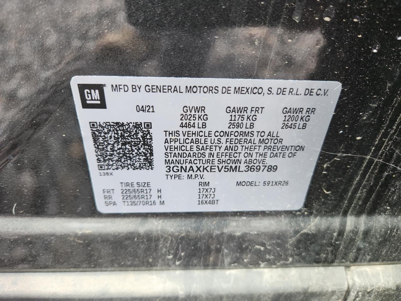 2021 Chevrolet Equinox Lt VIN: 3GNAXKEV5ML369789 Lot: 81695865
