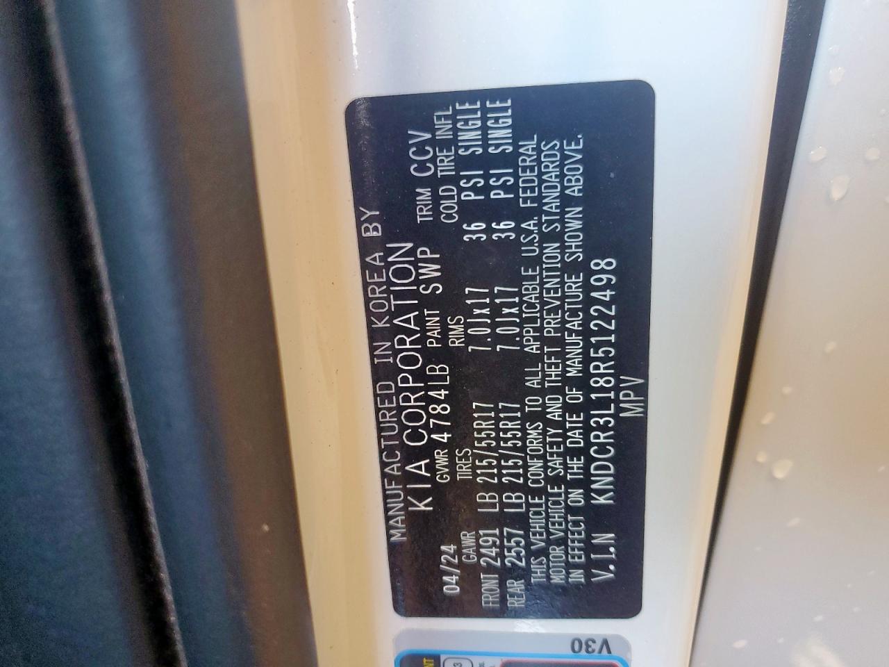 2024 Kia Niro Wind VIN: KNDCR3L18R5122498 Lot: 84285075