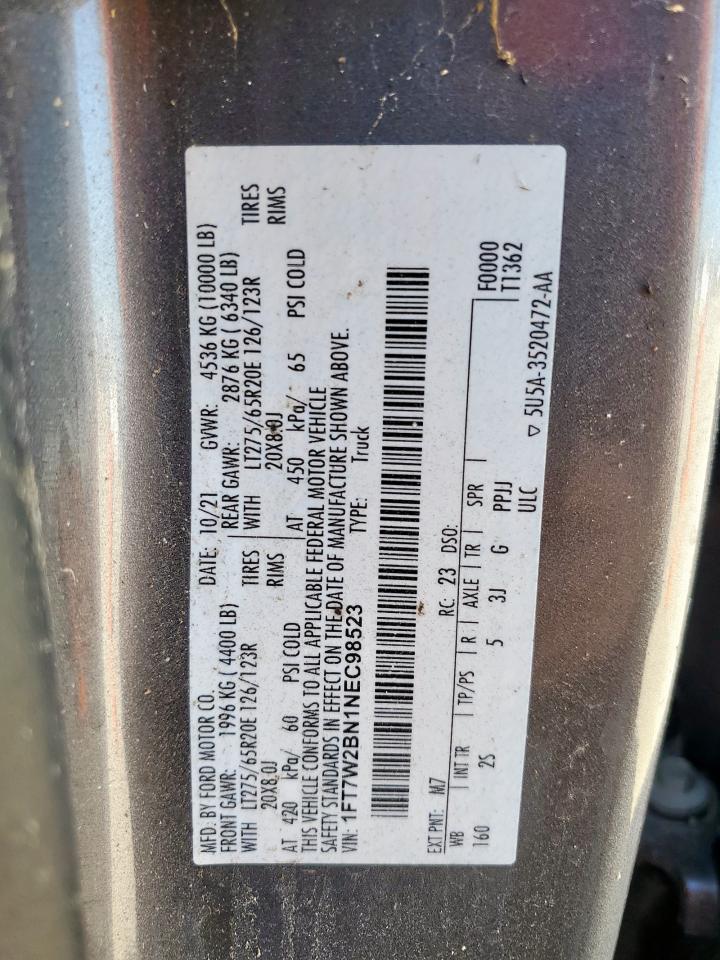 2022 Ford F250 Super Duty VIN: 1FT7W2BN1NEC98523 Lot: 70217705