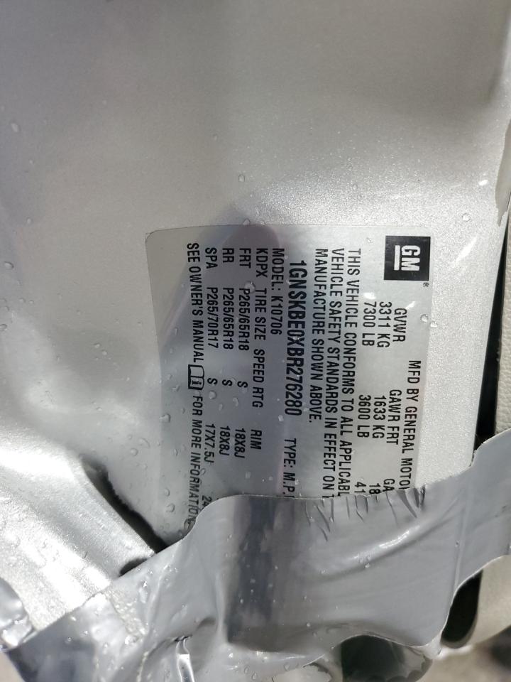 2011 Chevrolet Tahoe K1500 Lt VIN: 1GNSKBE0XBR276280 Lot: 81720095