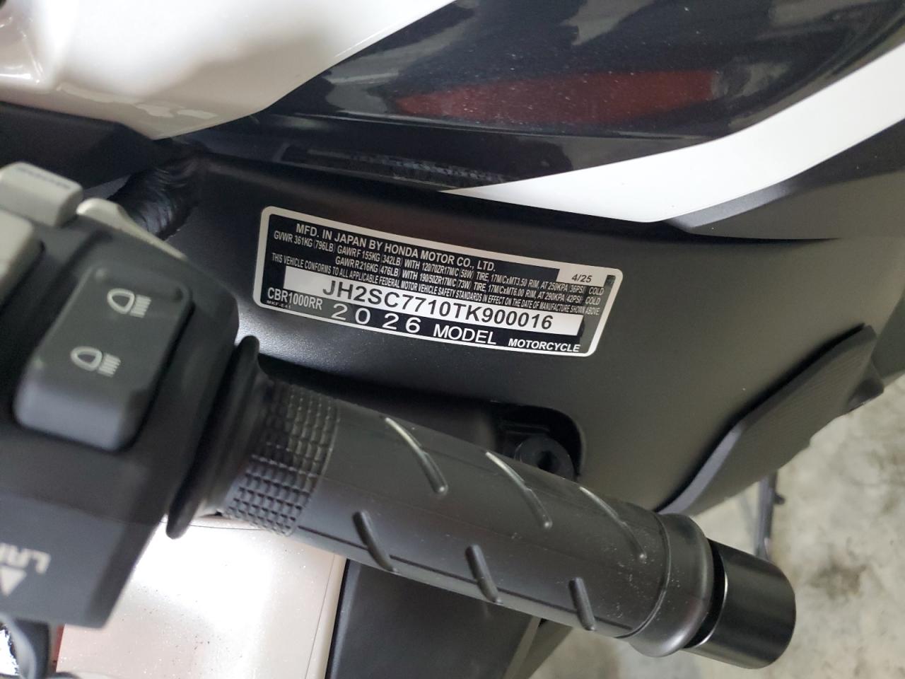 2026 Honda Cbr1000 Rr VIN: JH2SC7710TK900016 Lot: 81865915