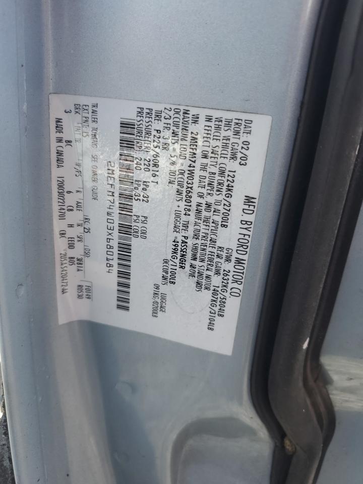 2003 Mercury Grand Marquis Gs VIN: 2MEFM74W03X680184 Lot: 81770325