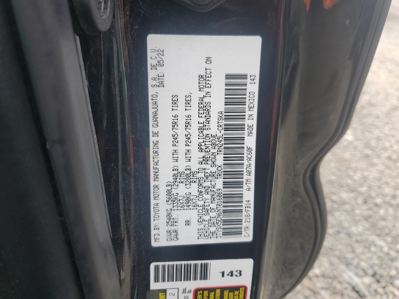 2022 Toyota Tacoma Access Cab VIN: 3TYSX5EN6NT016069 Lot: 80930075