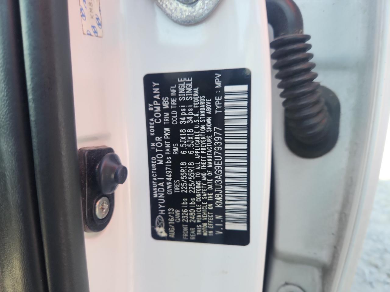 2014 Hyundai Tucson Gls VIN: KM8JU3AG9EU793977 Lot: 81313395