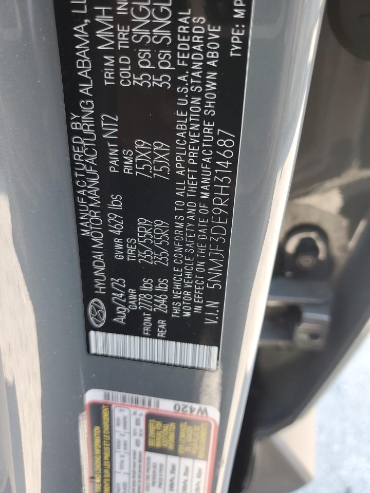 2024 Hyundai Tucson Sel VIN: 5NMJF3DE9RH314687 Lot: 81654605