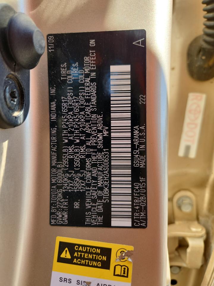 2010 Toyota Highlander VIN: 5TDBK3EH2AS006531 Lot: 81752475