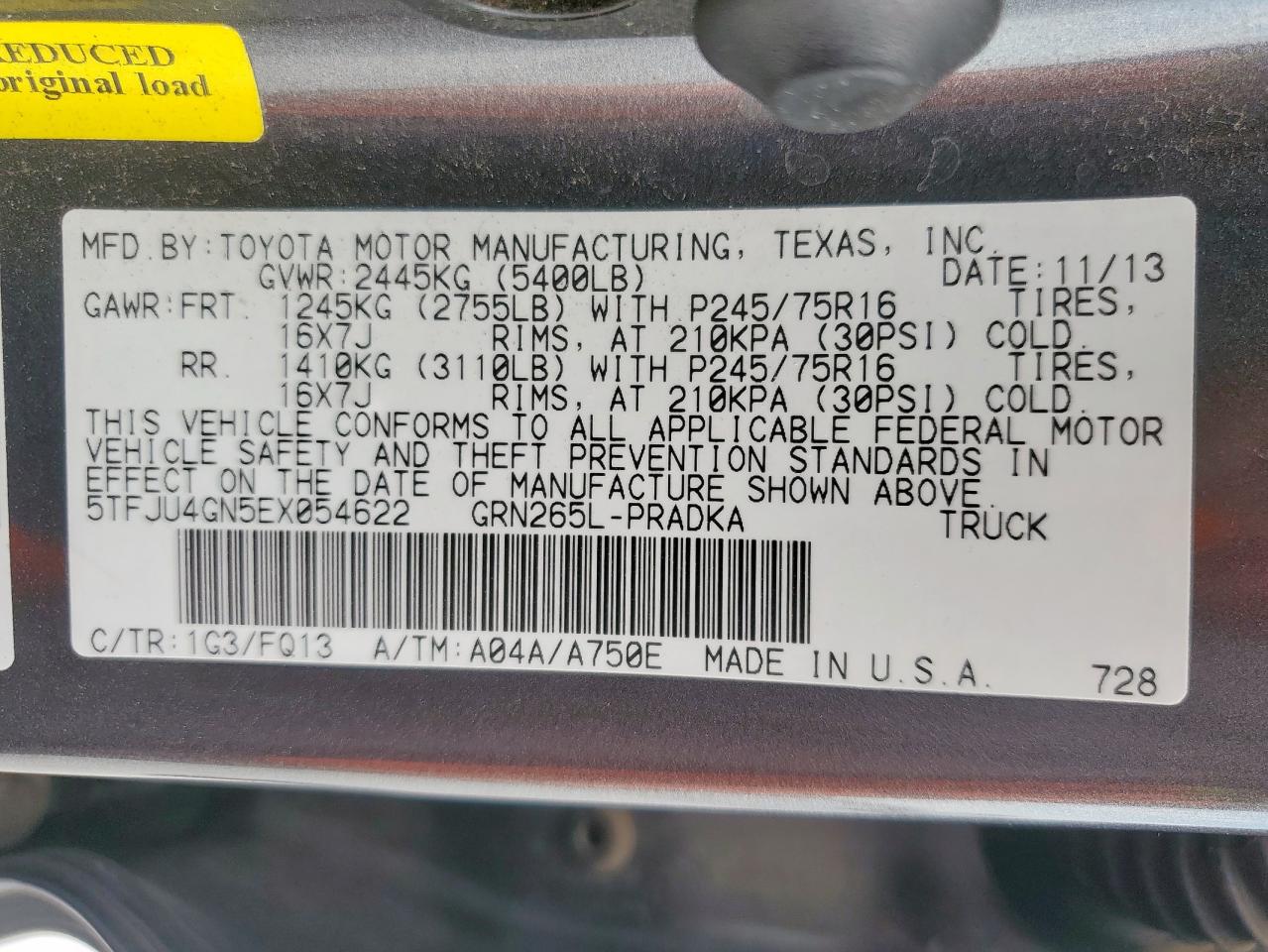 2014 Toyota Tacoma Double Cab Prerunner VIN: 5TFJU4GN5EX054622 Lot: 81393055