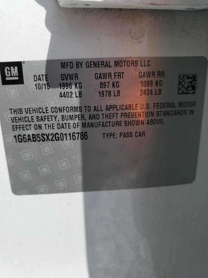 2016 Cadillac Ats Luxury VIN: 1G6AB5SX2G0116786 Lot: 80115995