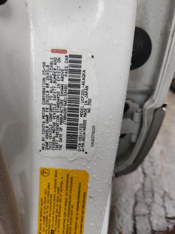 1998 Lexus Ls 400 VIN: JT8BH28F5W0133480 Lot: 80707865