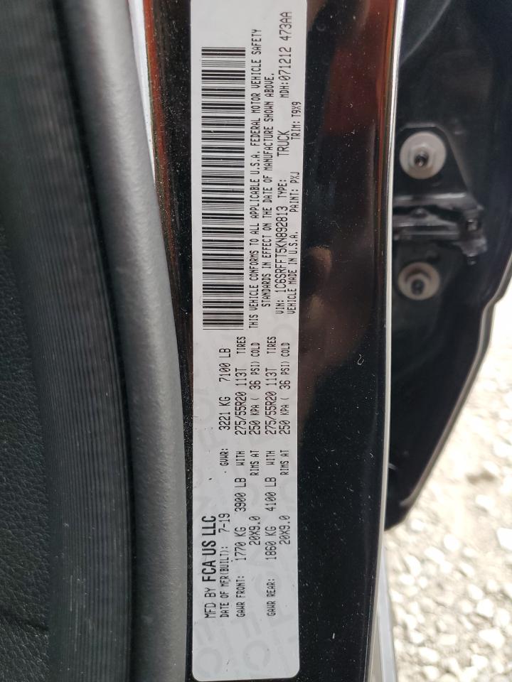 2019 Ram 1500 Big Horn/Lone Star VIN: 1C6SRFFT5KN892813 Lot: 83814565