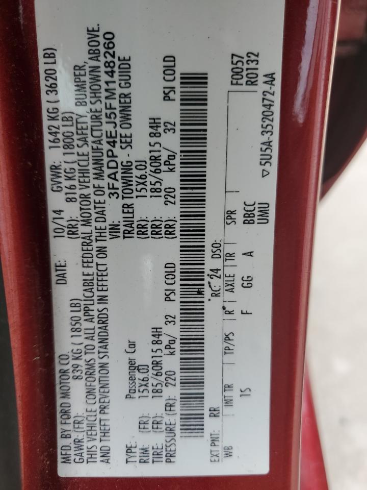 2015 Ford Fiesta Se VIN: 3FADP4EJ5FM148260 Lot: 81573845