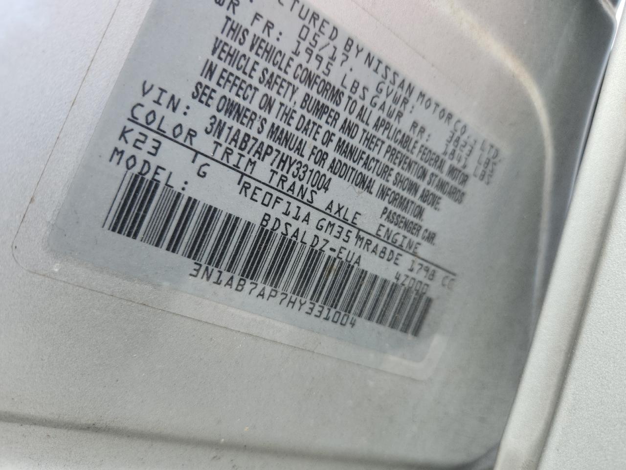 2017 Nissan Sentra S VIN: 3N1AB7AP7HY331004 Lot: 83787025