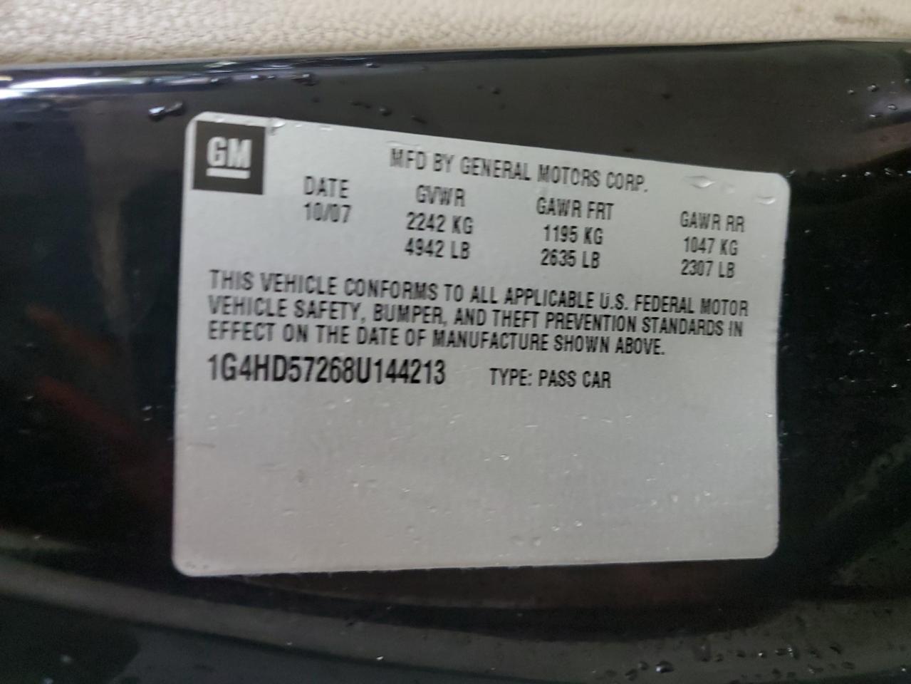 2008 Buick Lucerne Cxl VIN: 1G4HD57268U144213 Lot: 84235945