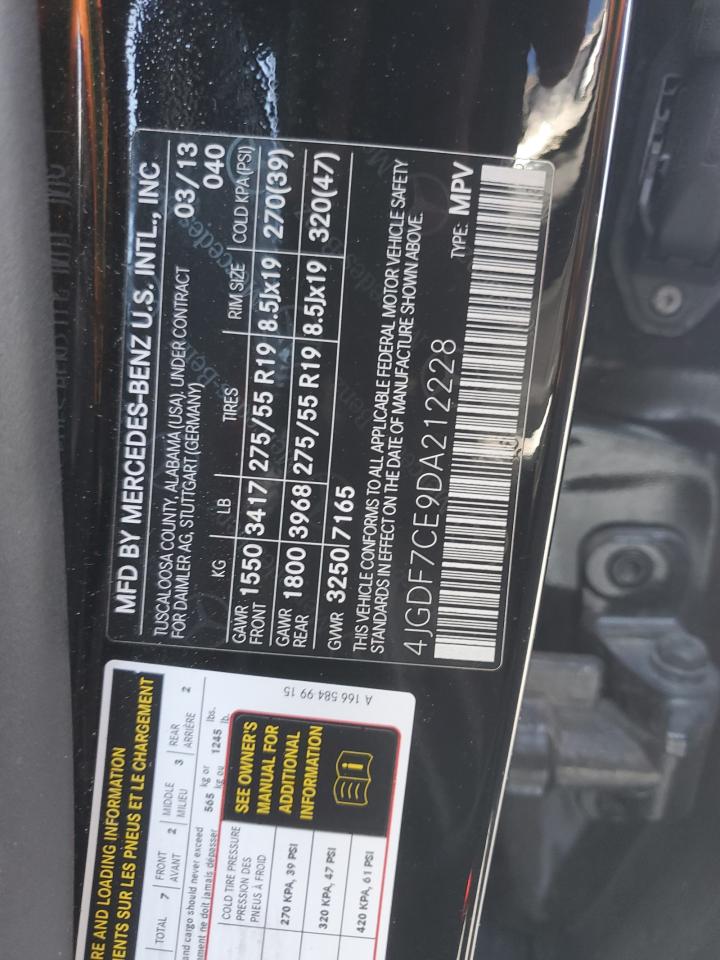 2013 Mercedes-Benz Gl 450 4Matic VIN: 4JGDF7CE9DA212228 Lot: 80086435