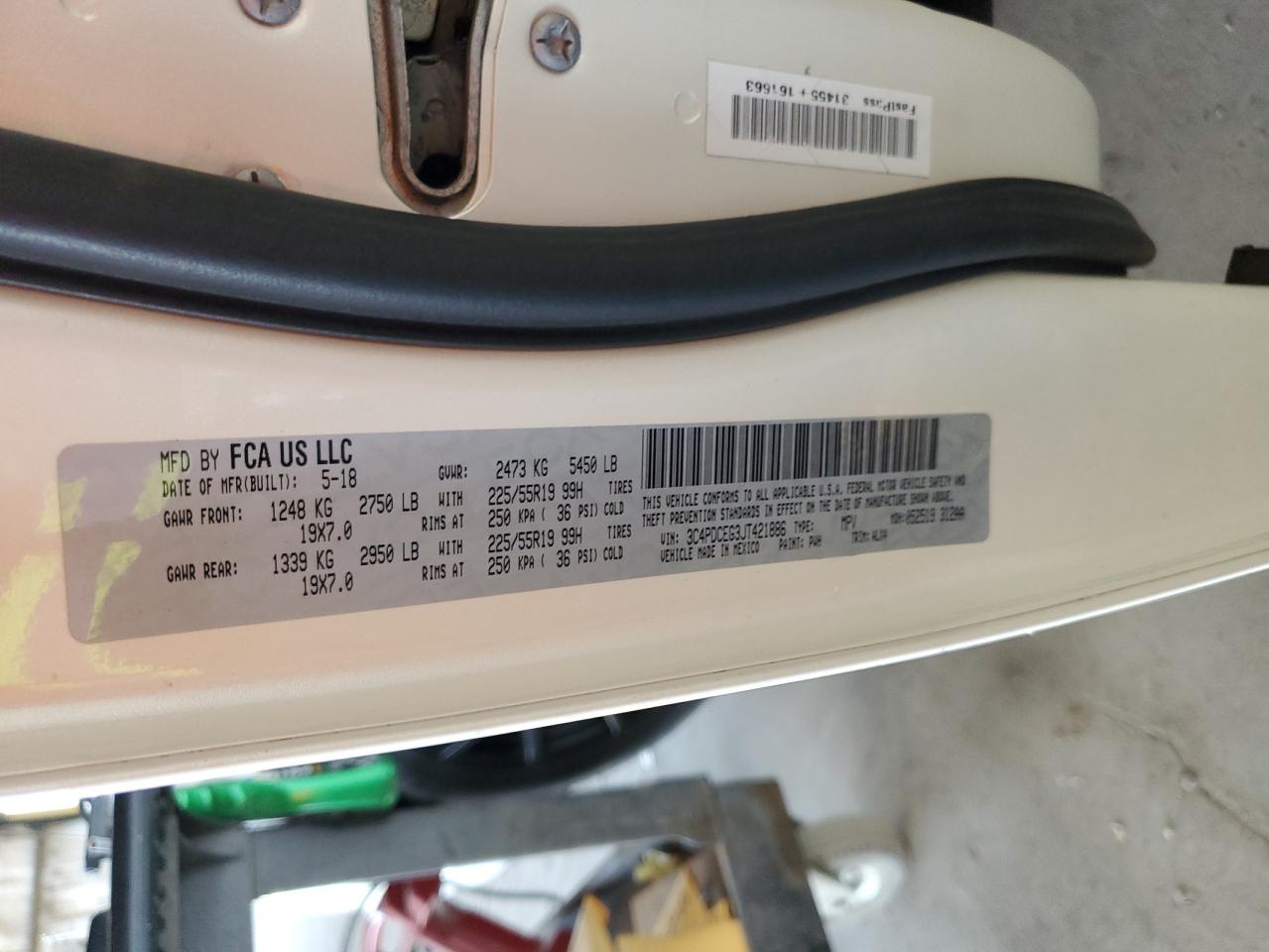 2018 Dodge Journey Gt VIN: 3C4PDCEG3JT421886 Lot: 82158075