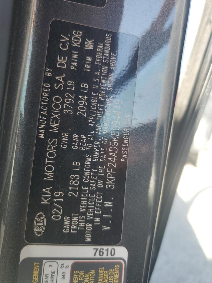 2019 Kia Forte Fe VIN: 3KPF24AD9KE094449 Lot: 84236185