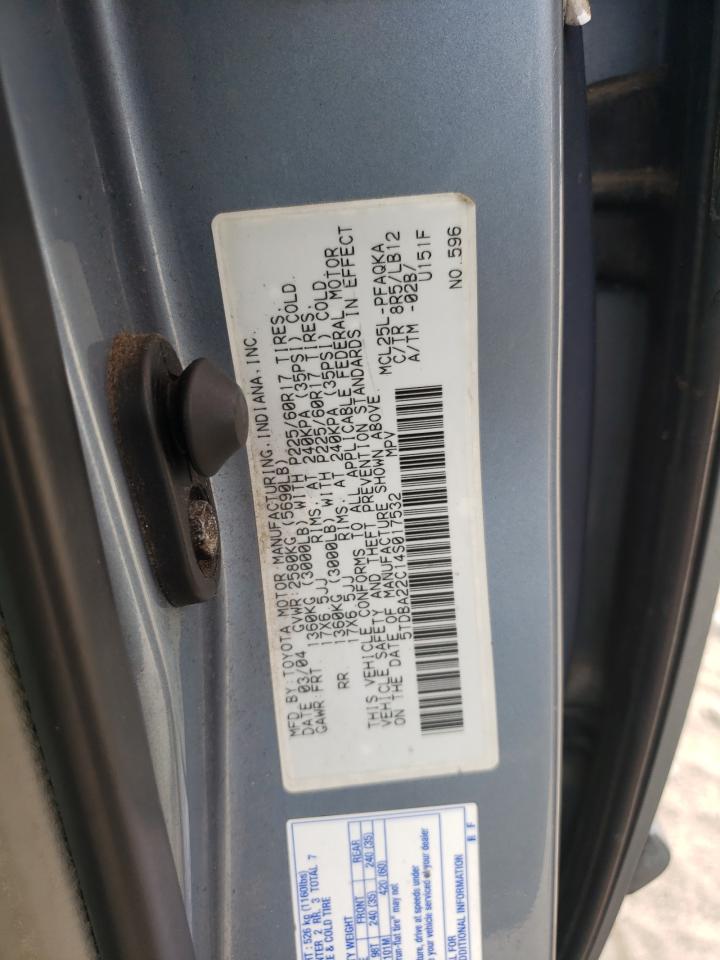 2004 Toyota Sienna Xle VIN: 5TDBA22C14S017532 Lot: 80098995