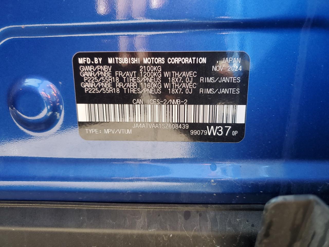 2025 Mitsubishi Eclipse Cross Le VIN: JA4ATVAA1SZ608439 Lot: 81191975