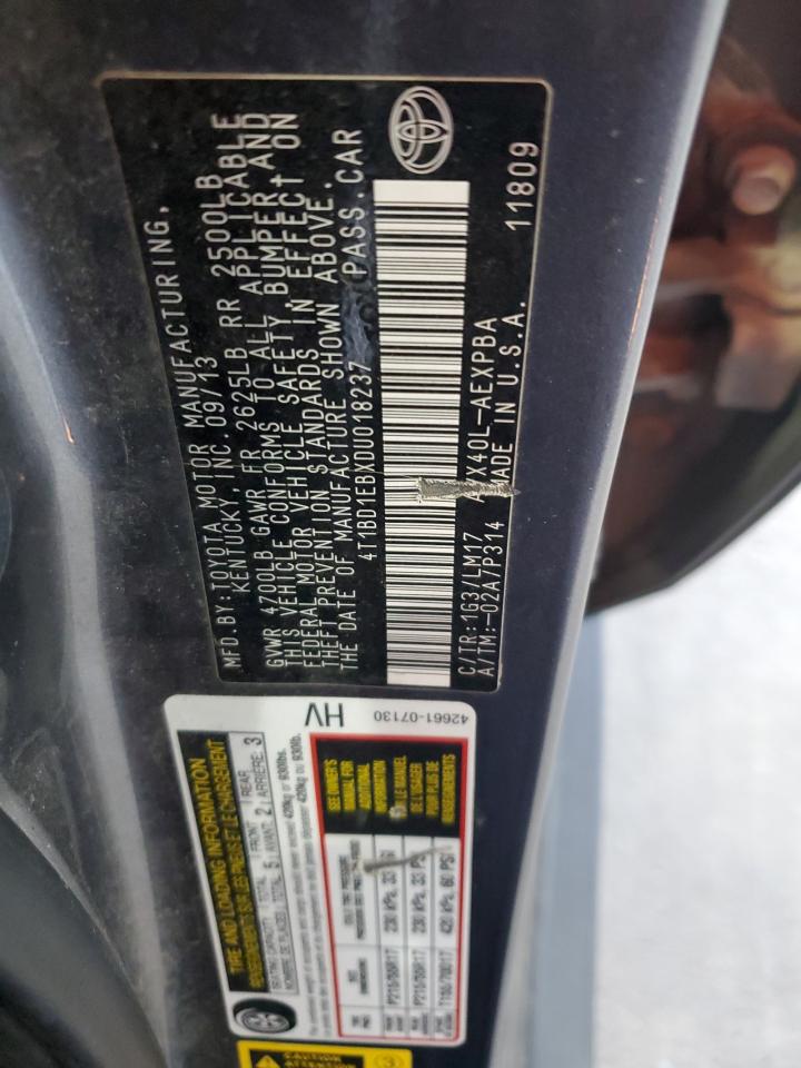 2013 Toyota Avalon Hybrid VIN: 4T1BD1EBXDU018237 Lot: 71030805