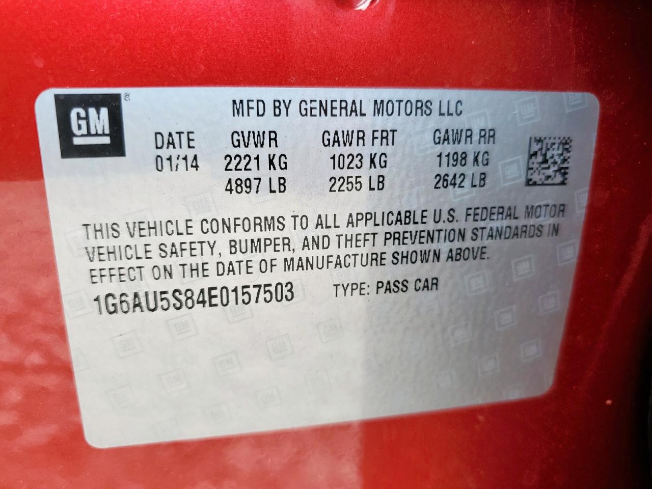 2014 Cadillac Cts Vsport VIN: 1G6AU5S84E0157503 Lot: 81211035