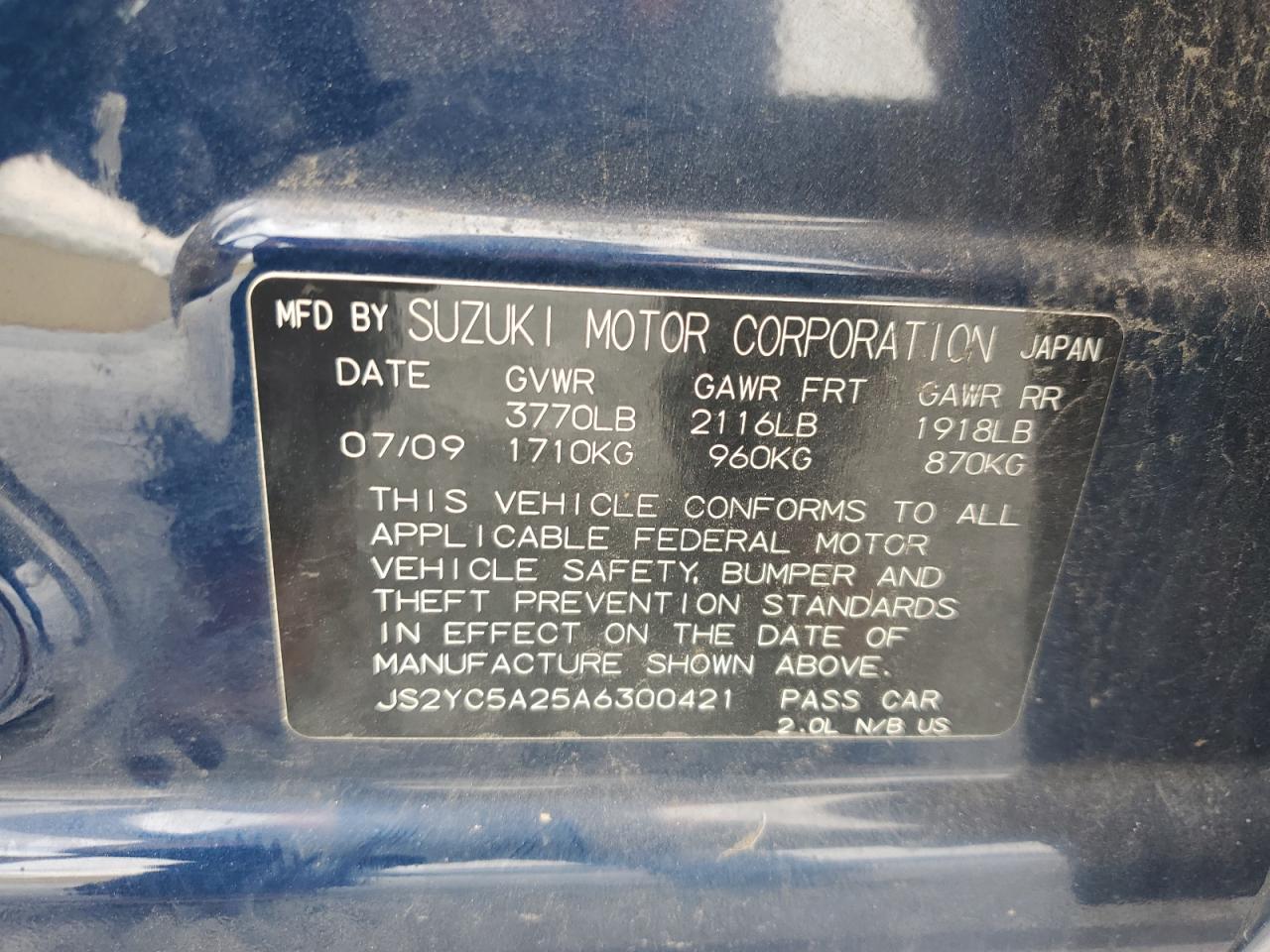 2010 Suzuki Sx4 Le VIN: JS2YC5A25A6300421 Lot: 81642335