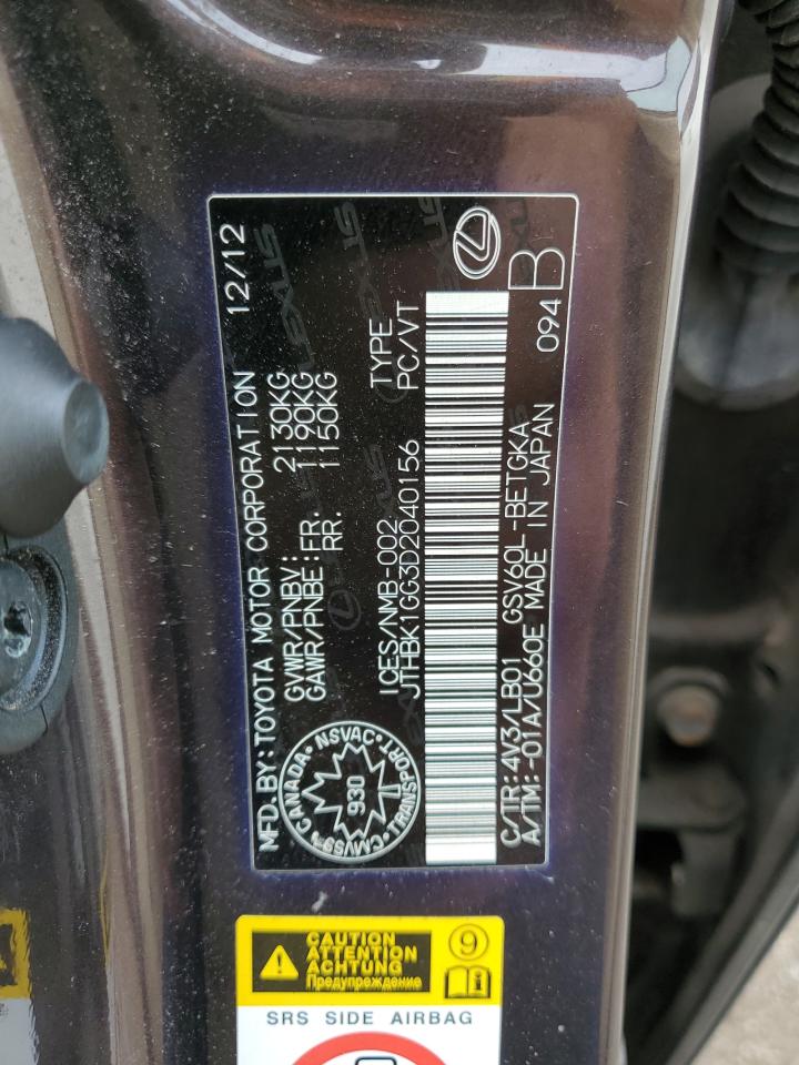 2013 Lexus Es 350 VIN: JTHBK1GG3D2040156 Lot: 81625715