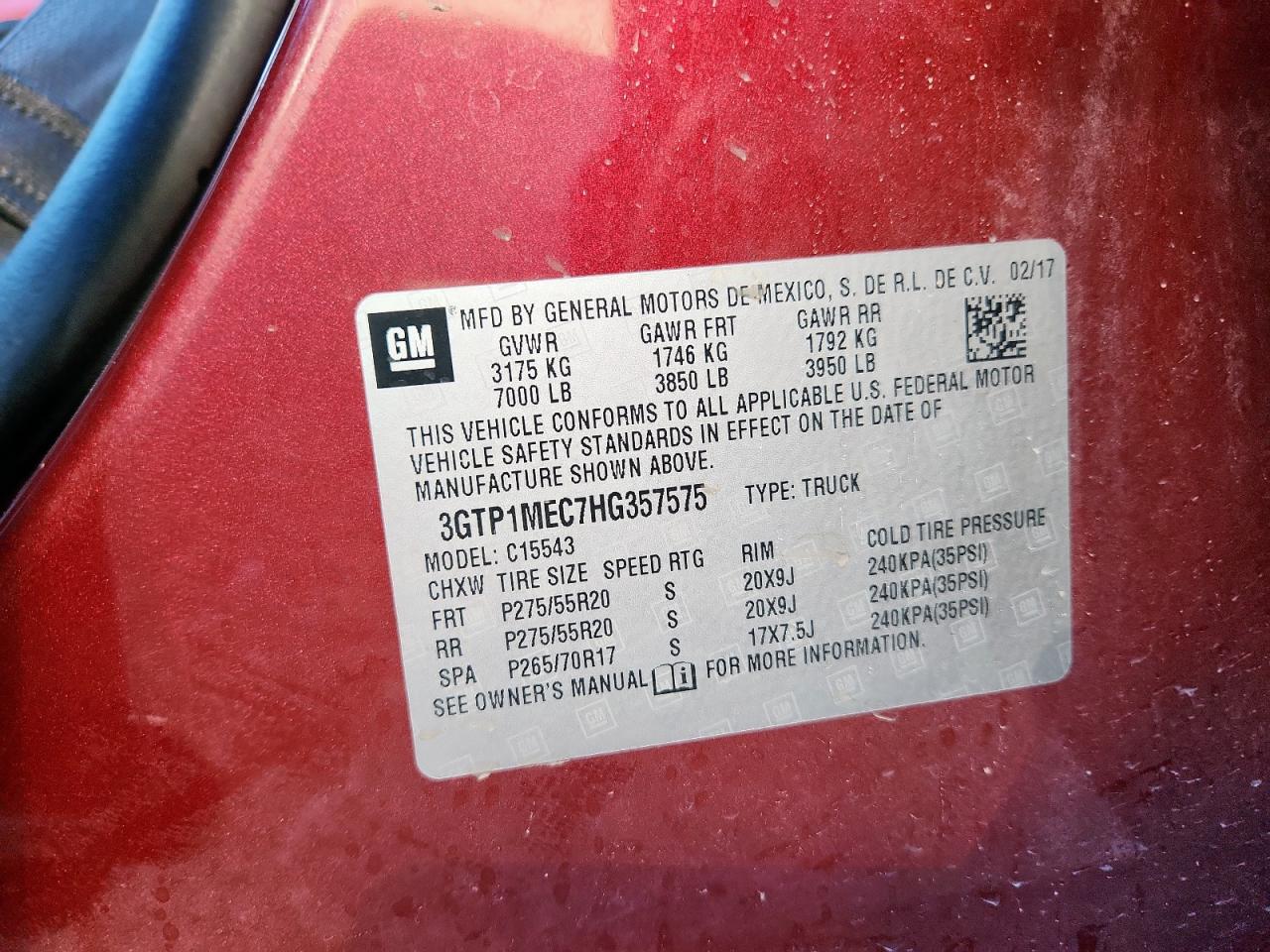 2017 GMC Sierra C1500 Sle VIN: 3GTP1MEC7HG357575 Lot: 71425655