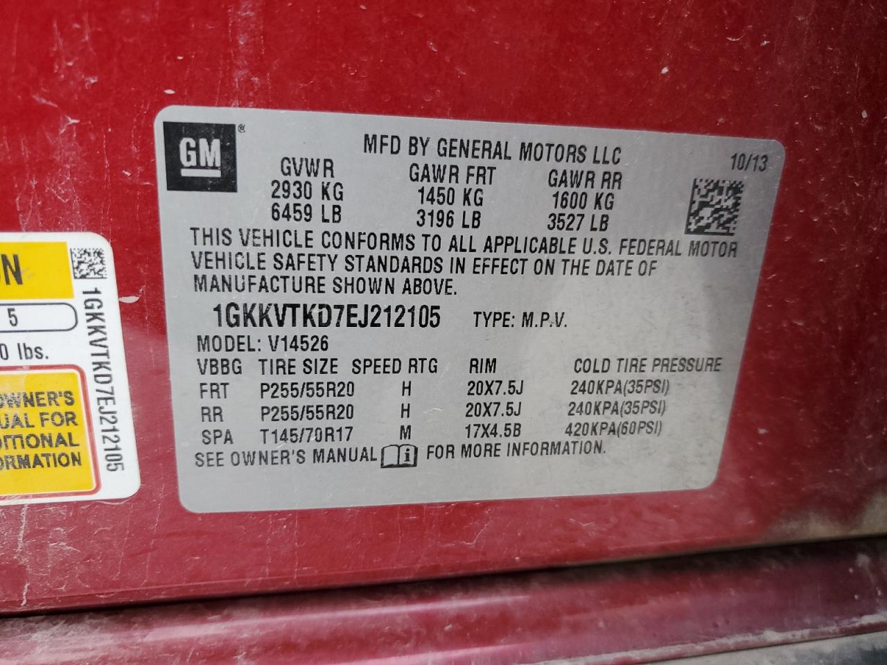 2014 GMC Acadia Denali VIN: 1GKKVTKD7EJ212105 Lot: 83849485