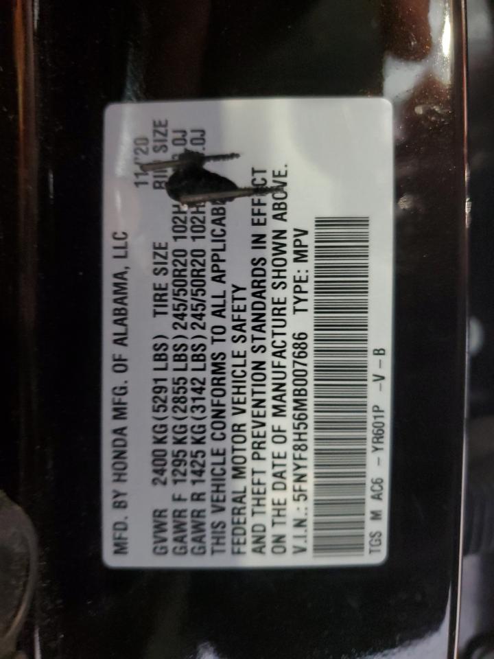 2021 Honda Passport Exl VIN: 5FNYF8H56MB007686 Lot: 70857645