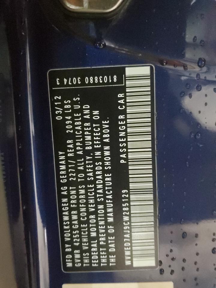 2012 Volkswagen Gti VIN: WVWED7AJ9CW285129 Lot: 82049395