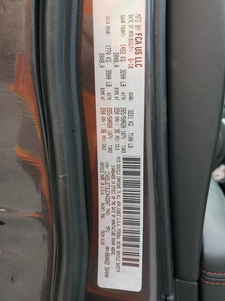 2018 Dodge Durango R/T VIN: 1C4SDJCT3JC443347 Lot: 80926275