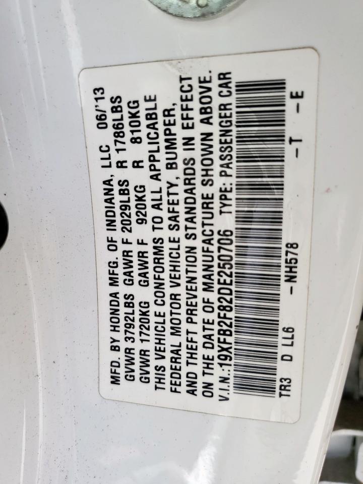 2013 Honda Civic Ex VIN: 19XFB2F82DE250706 Lot: 81669735