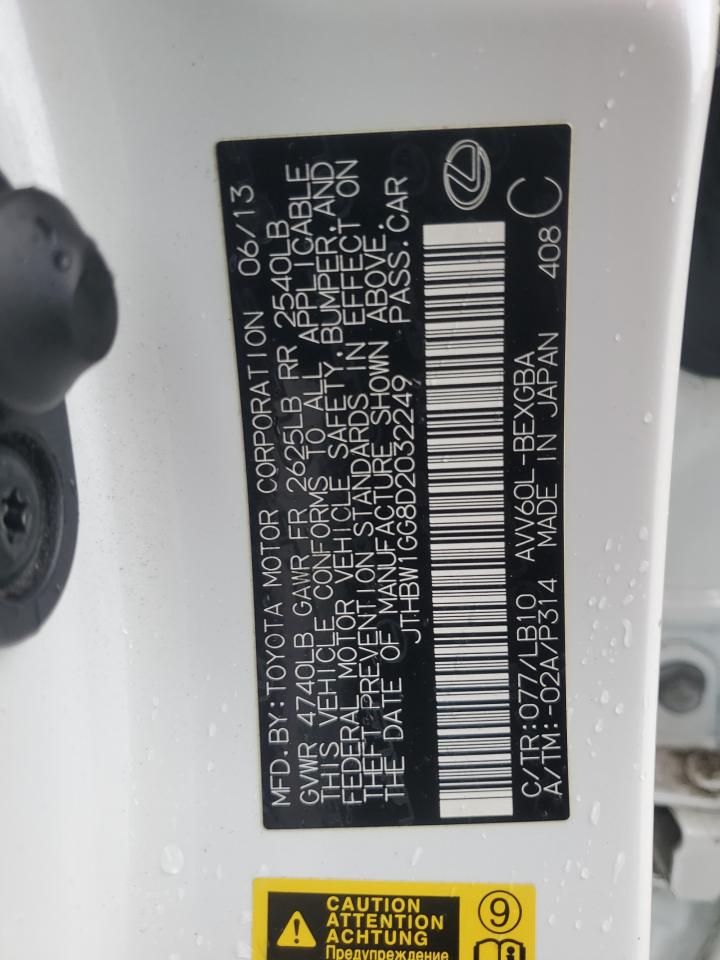 2013 Lexus Es 300H VIN: JTHBW1GG8D2032249 Lot: 80707725