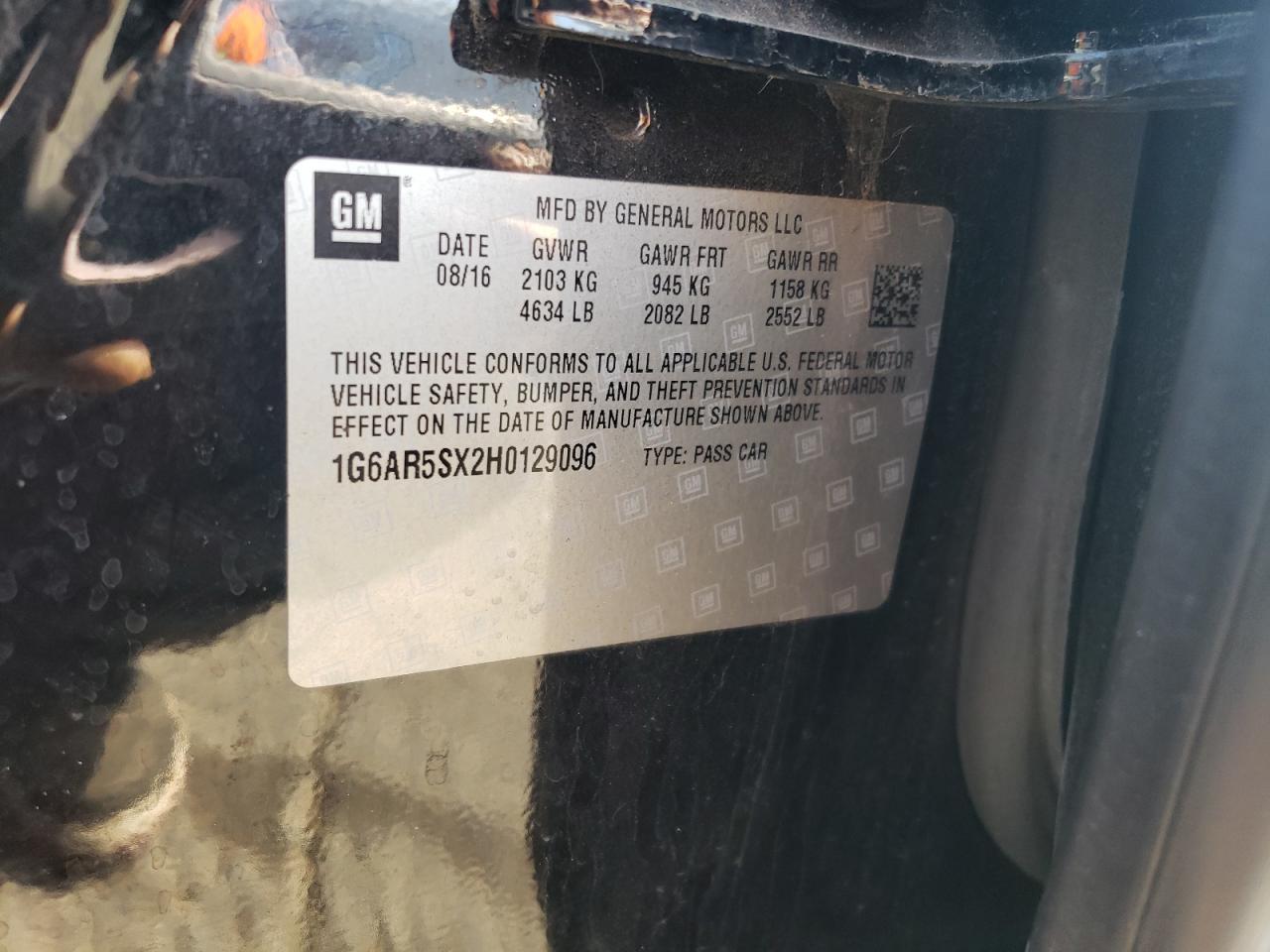 2017 Cadillac Cts Luxury VIN: 1G6AR5SX2H0129096 Lot: 70704775