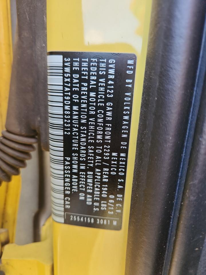 2013 Volkswagen Beetle VIN: 3VW5X7AT9DM832312 Lot: 71975545