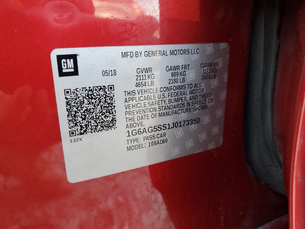 2018 Cadillac Ats Premium Luxury VIN: 1G6AG5SS1J0173350 Lot: 71788745