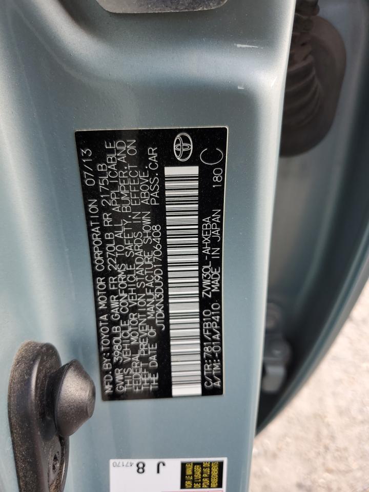 2013 Toyota Prius VIN: JTDKN3DU9D1706408 Lot: 81414895