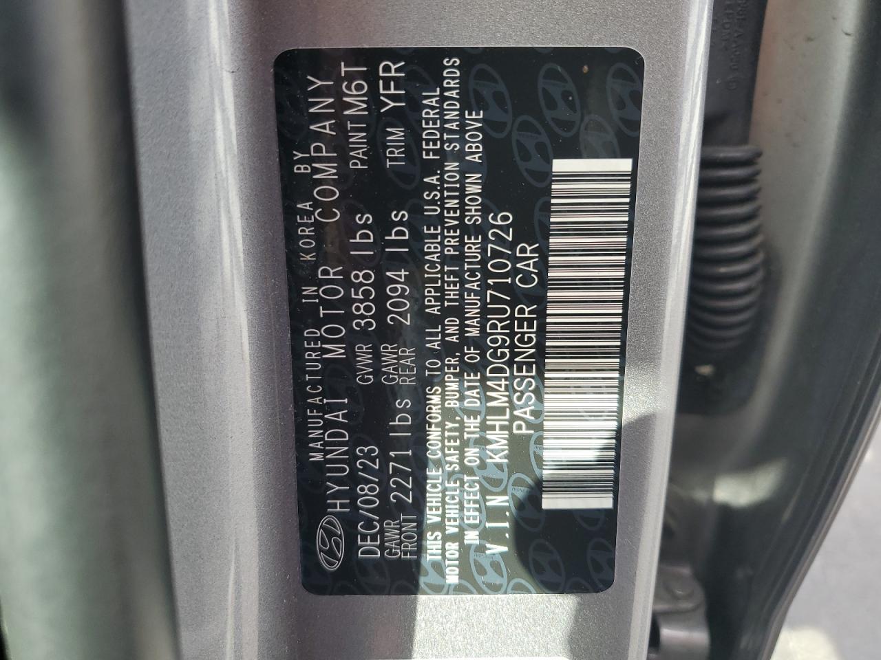 2024 Hyundai Elantra Sel VIN: KMHLM4DG9RU710726 Lot: 81527715